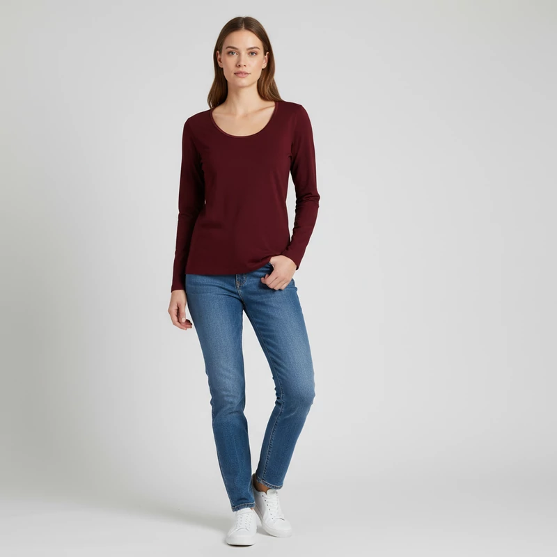 Esmara, bordó színű, hosszú ujjú női felső, M méret