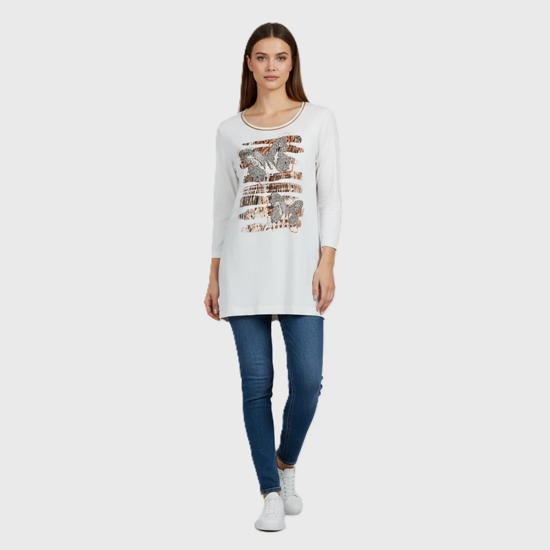 Olsen, mintás, hosszú ujjú női felső, M méret