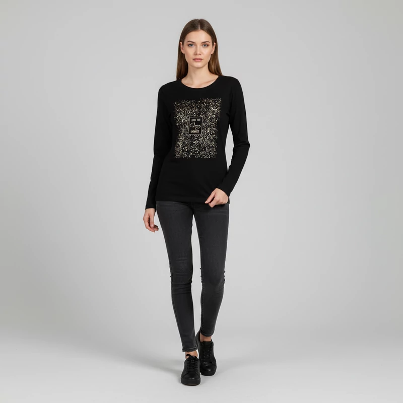 Everme mintás, hosszú ujjú női felső, S méret