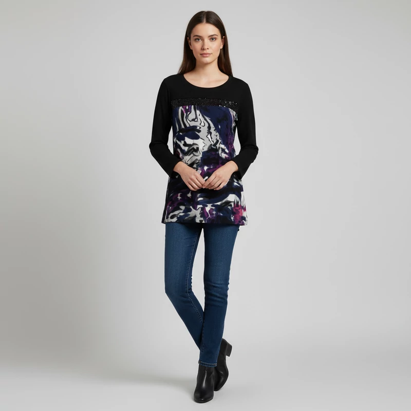 Charles Vögele, mintás, hosszú ujjú női felső, S méret