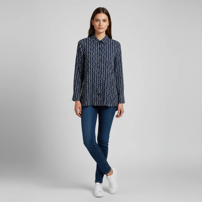 Amisu, mintás, hosszú ujjú női felső, XS méret