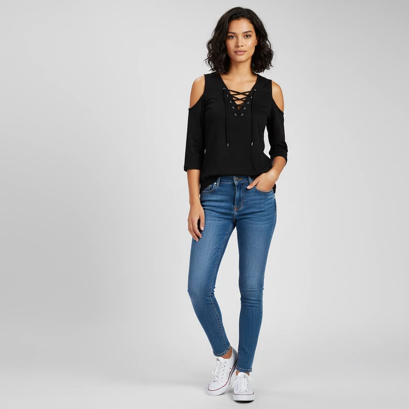 Mr. KK, fekete, rövid ujjú női felső, S méret