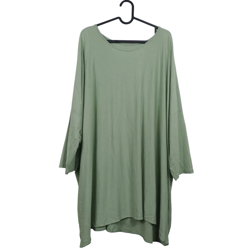 Bambuszzöld színű, hosszú ujjú női felső, 3XL méret