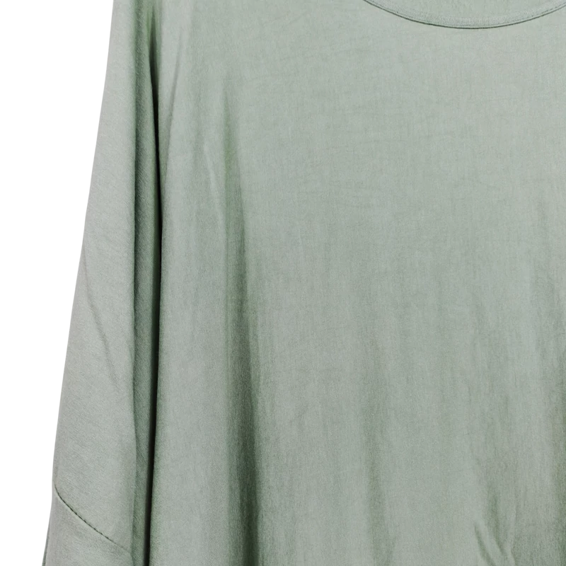 Bambuszzöld színű, hosszú ujjú női felső, 3XL méret