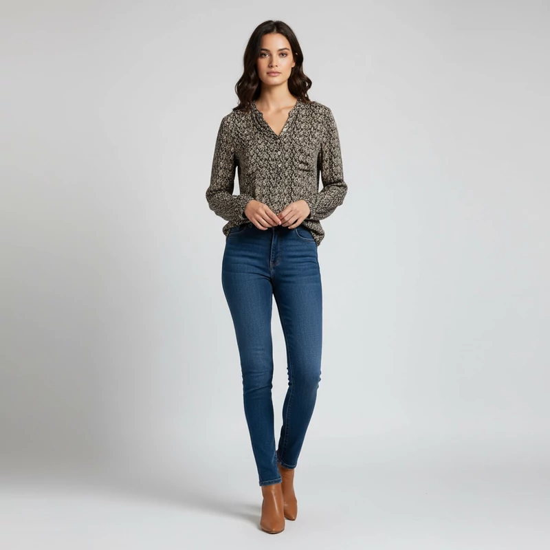 Timeout, mintás, hosszú ujjú női felső, M méret