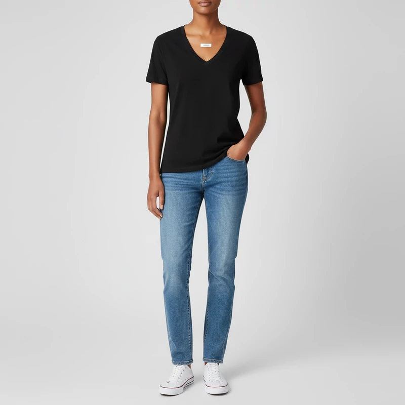 H&M, fekete színű, rövid ujjú női felső, XL méret