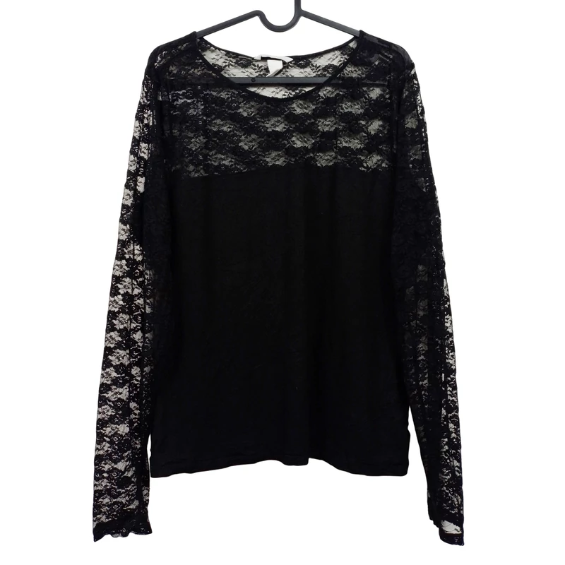 H&M, fekete színű, hosszú ujjú női felső, L méret