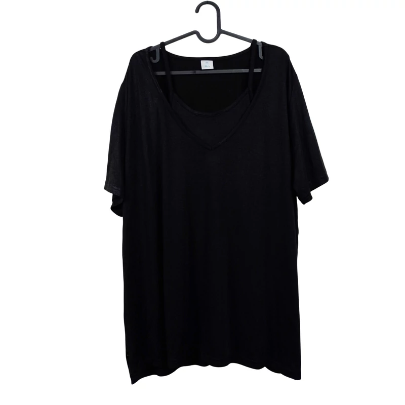 M&S, fekete színű, rövid ujjú női felső, 3XL méret