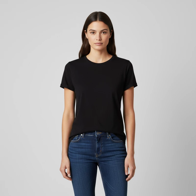 Everme, fekete színű, rövid ujjú női felső, L méret