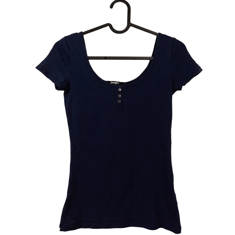 Jennyfer, sötétkék színű, rövid ujjú női felső, XS méret