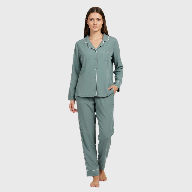 Türkizzöld színű, hosszú ujjú női felső, M méret