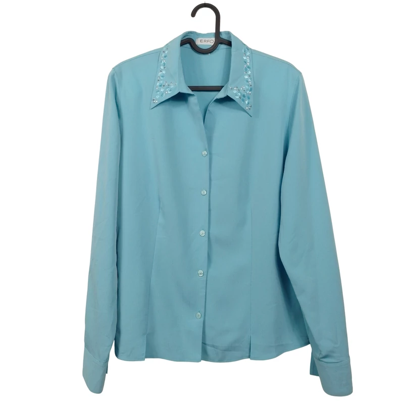 Erfo, türkizzöld színű hosszú ujjú női felső, M méret