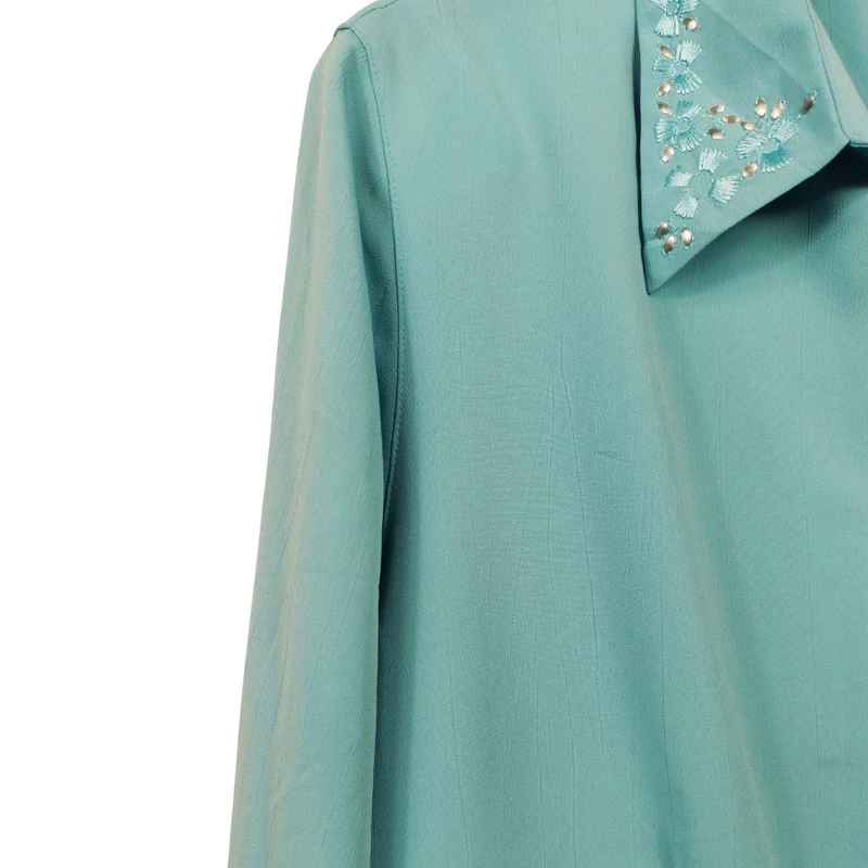 Erfo, türkizzöld színű hosszú ujjú női felső, M méret