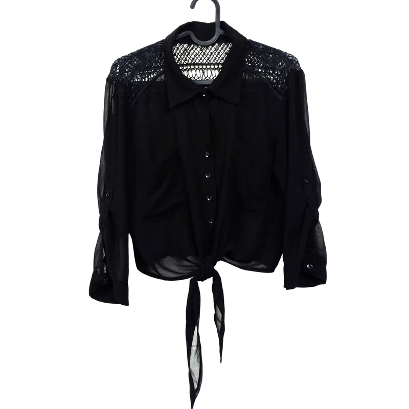 Fekete színű hosszú ujjú női felső, M méret