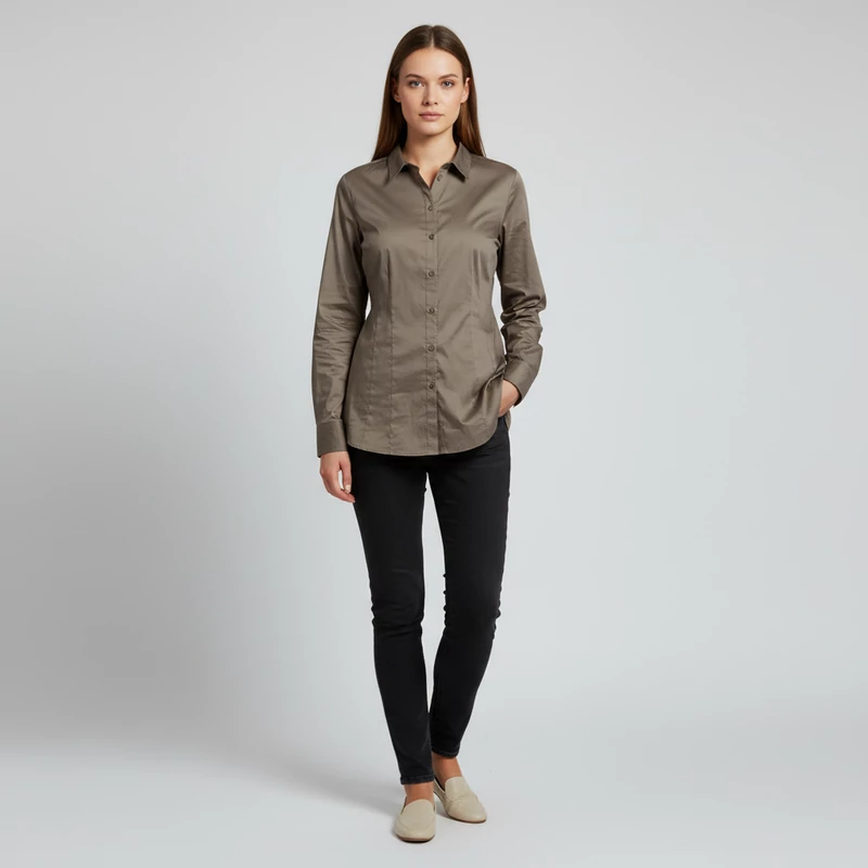 C&A, bronz színű, hosszú ujjú női felső, L méret