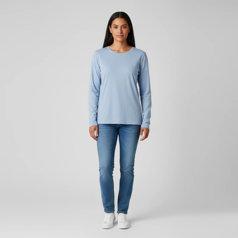 C&A, világoskék színű, hosszú ujjú női felső, L méret