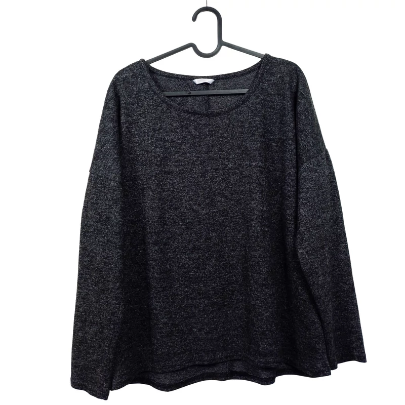 Sötétszürke színű, hosszú ujjú női felső, L méret