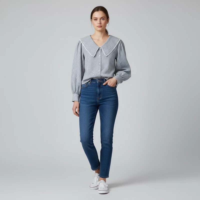 New Collection, mintás, hosszú ujjú női felső, M méret