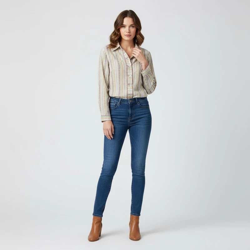 Mintás, hosszú ujjú női felső, M méret