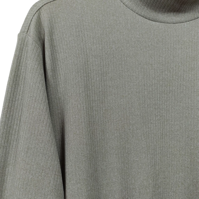 Szürkészöld színű, hosszú ujjú női felső, L méret