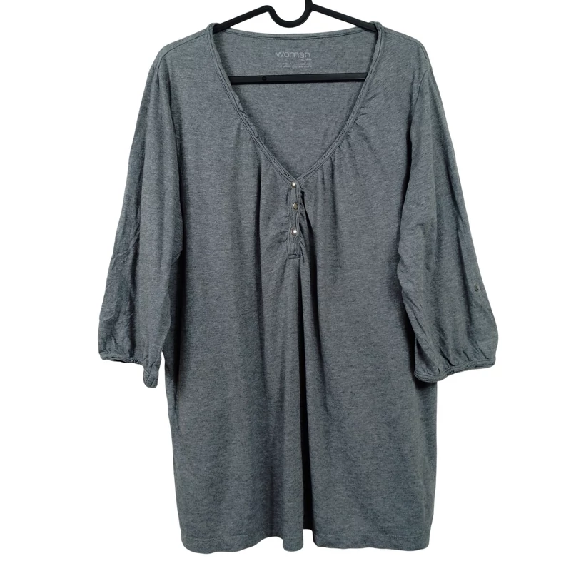 Woman, világosszürke színű, 3/4-es ujjú női felső, XL méret