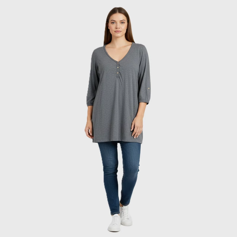 Woman, világosszürke színű, 3/4-es ujjú női felső, XL méret