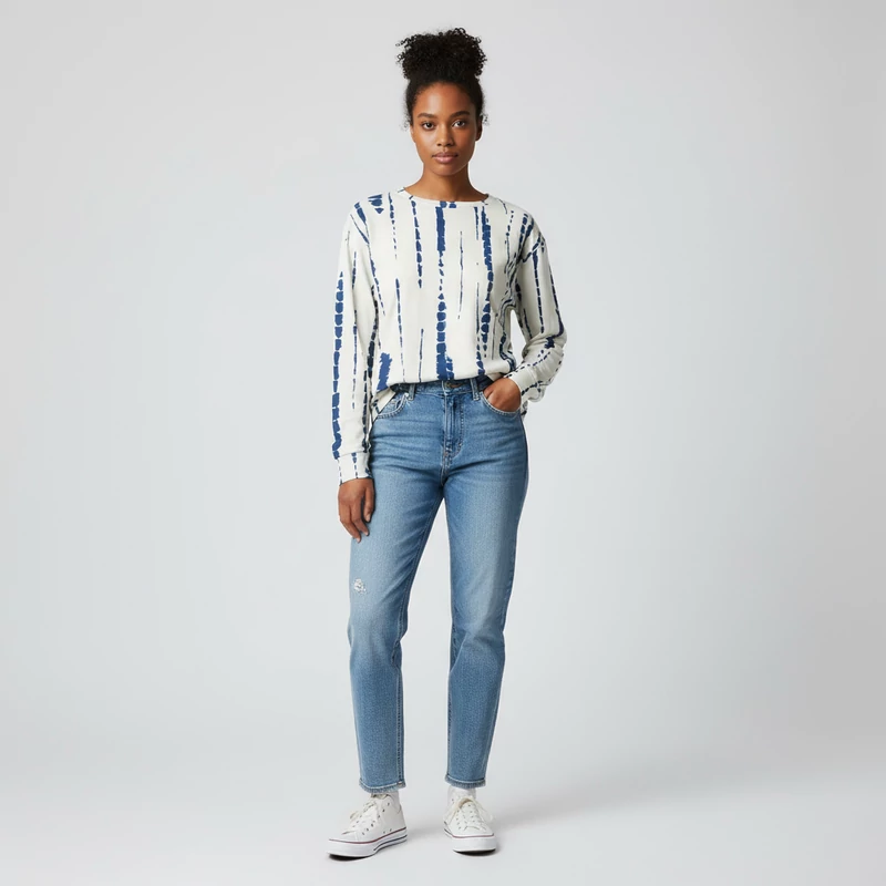 Emery Rose, mintás, hosszú ujjú női felső, XL méret