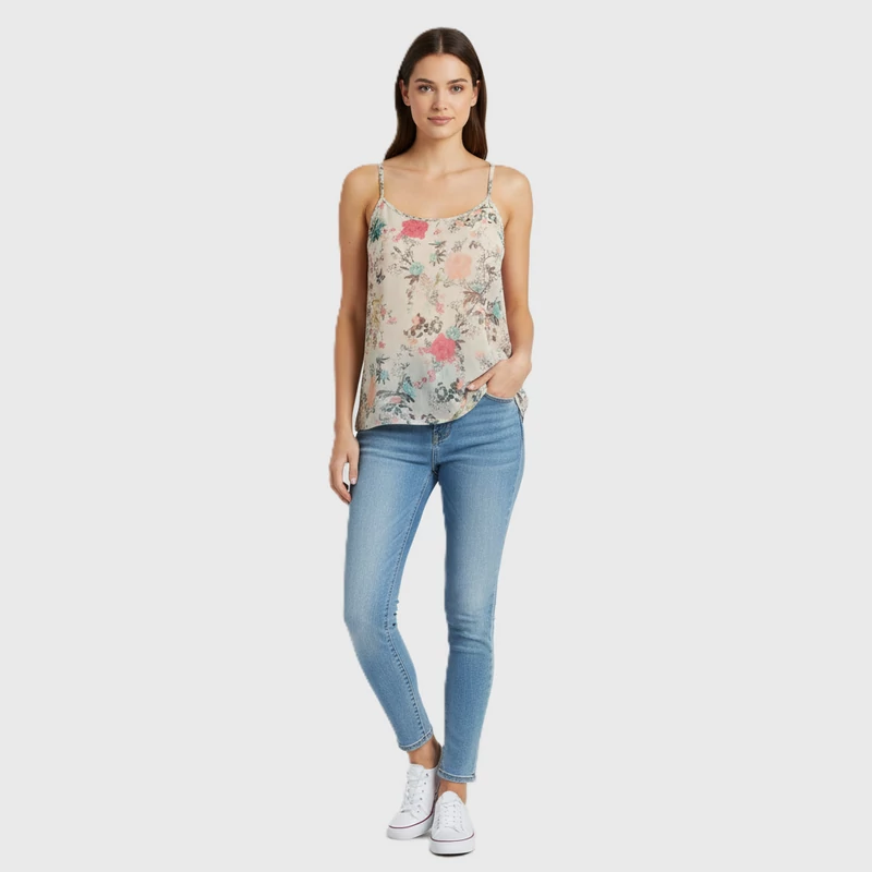 Mintás, ujjatlan női felső, L méret