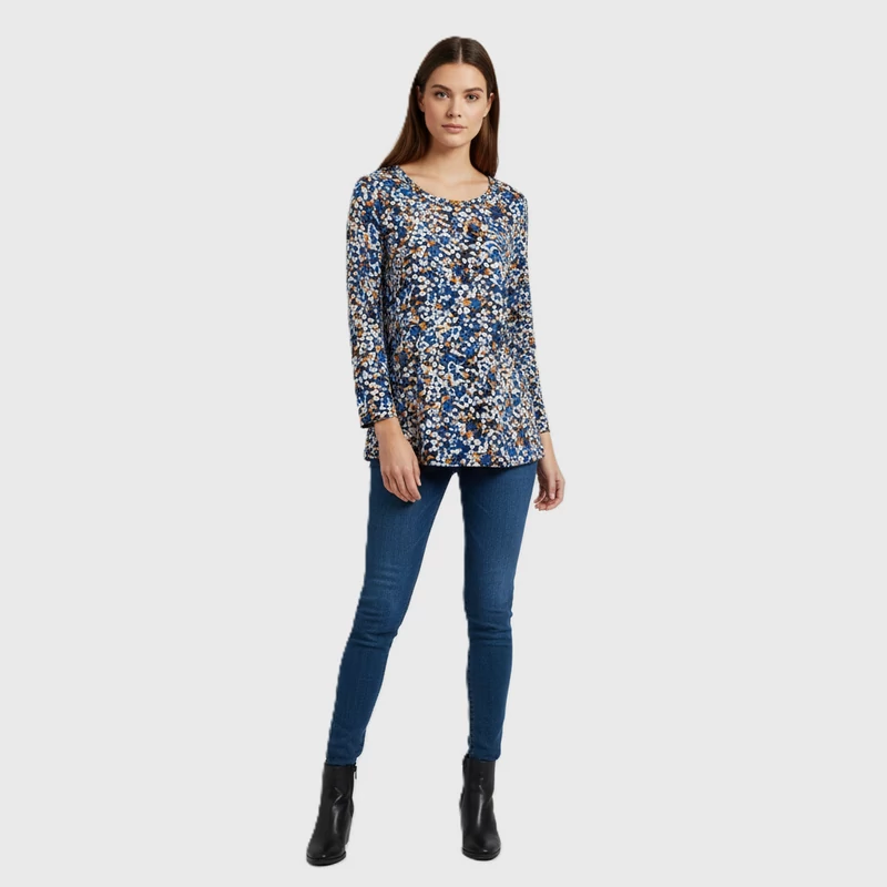 TR, mintás, hosszú ujjú női felső, L méret