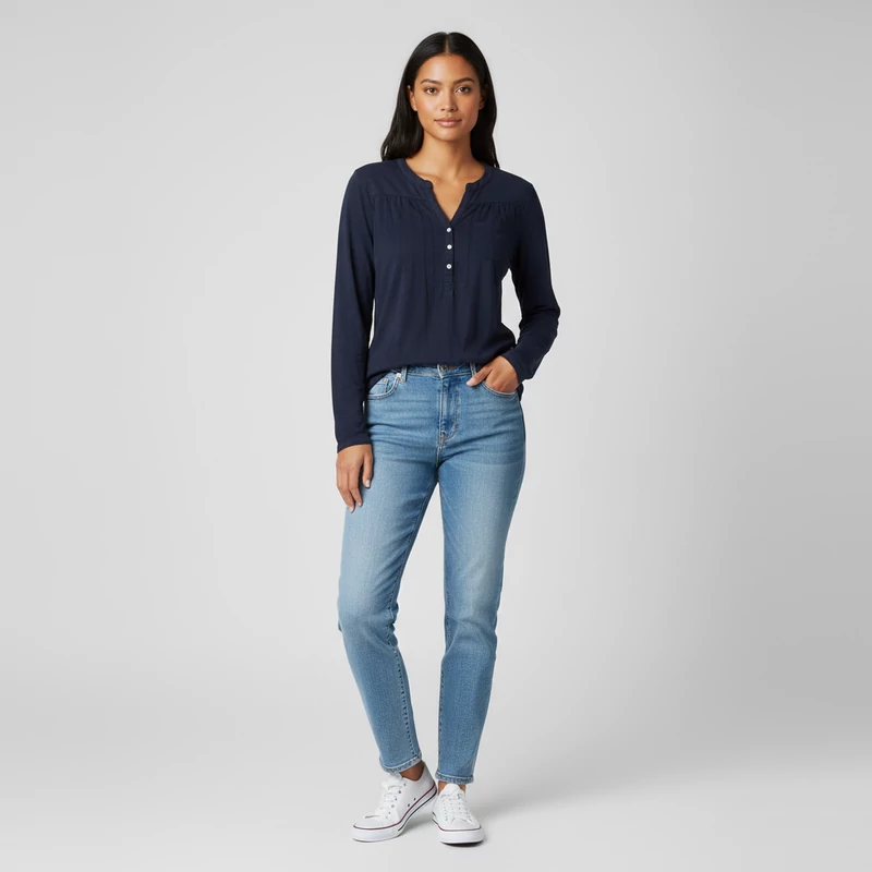 s.Oliver, sötétkék színű, hosszú ujjú női felső, M méret