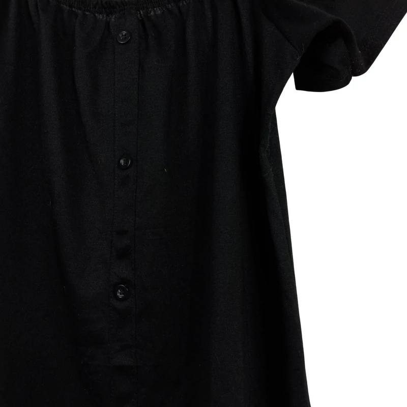 Tessentials, fekete színű, rövid ujjú női felső, M méret