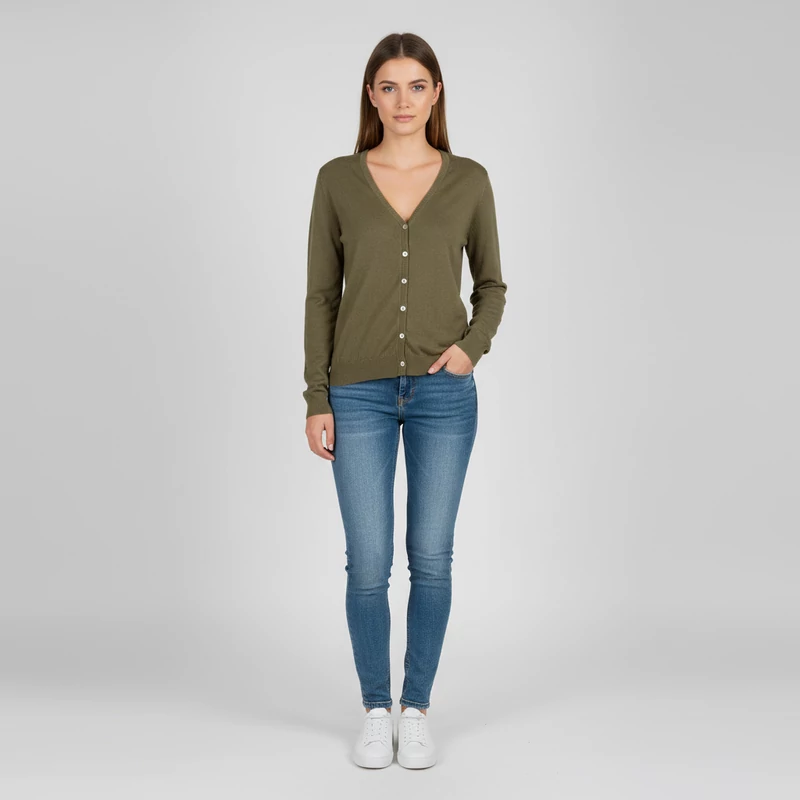 Zanone, olajzöld színű, hosszú ujjú női felső, M méret