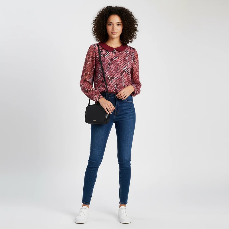 Primark, mintás, hosszú ujjú női felső, L méret