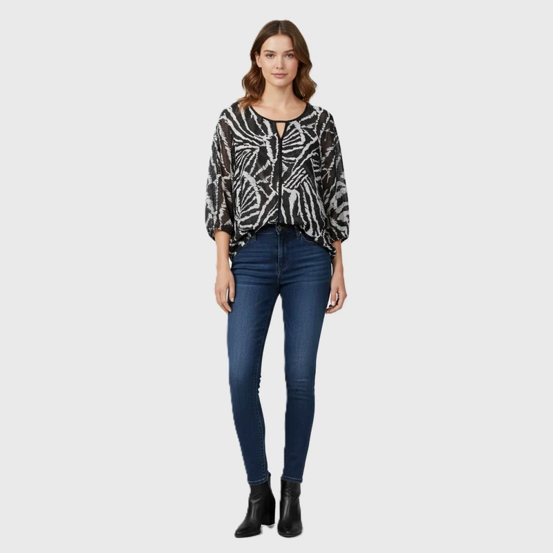 Miss Etam, mintás, hosszú ujjú női felső, L méret