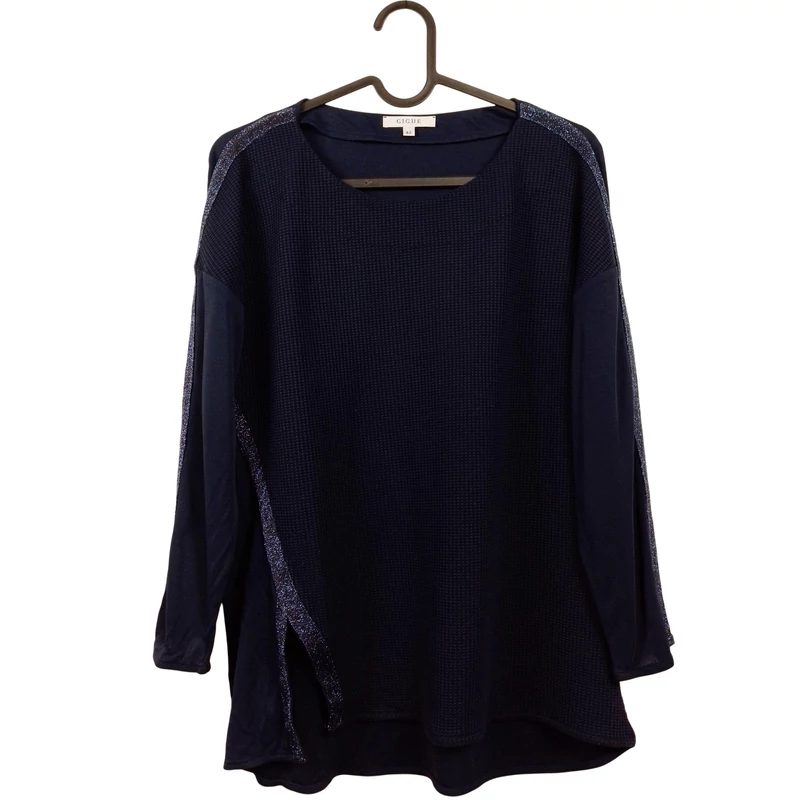 Gigue, sötétkék színű, hosszú ujjú női felső, L méret