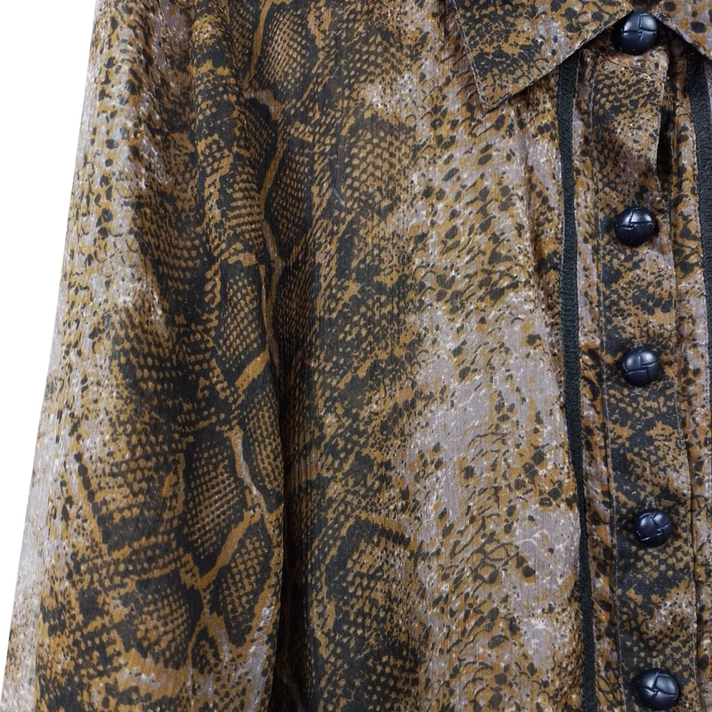 Kaffe, mintás, hosszú ujjú női felső, M méret