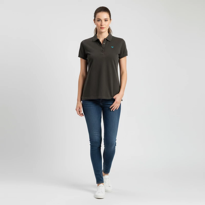 Esprit, olajzöld színű, rövid ujjú női felső, M méret