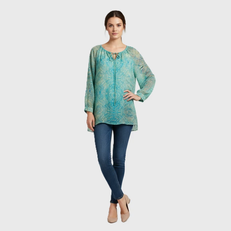 Mintás, hosszú ujjú női felső, L méret