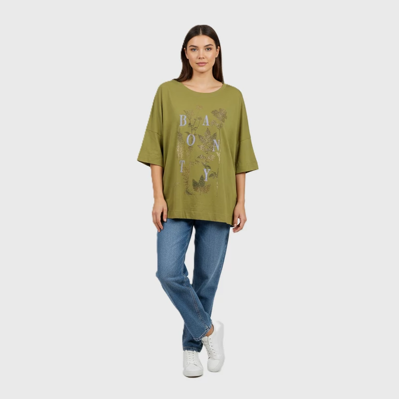 Mintás, rövid ujjú női felső, 4XL méret