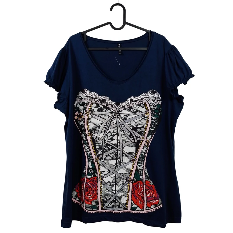 Laura Torelli, mintás, rövid ujjú női felső, XL méret