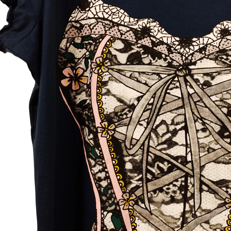 Laura Torelli, mintás, rövid ujjú női felső, XL méret