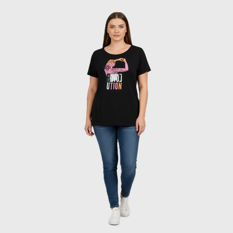 Ever.me, mintás, rövid ujjú női felső, 2XL méret