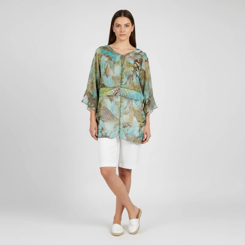 Mintás, 3/4-es ujjú női felső, L méret