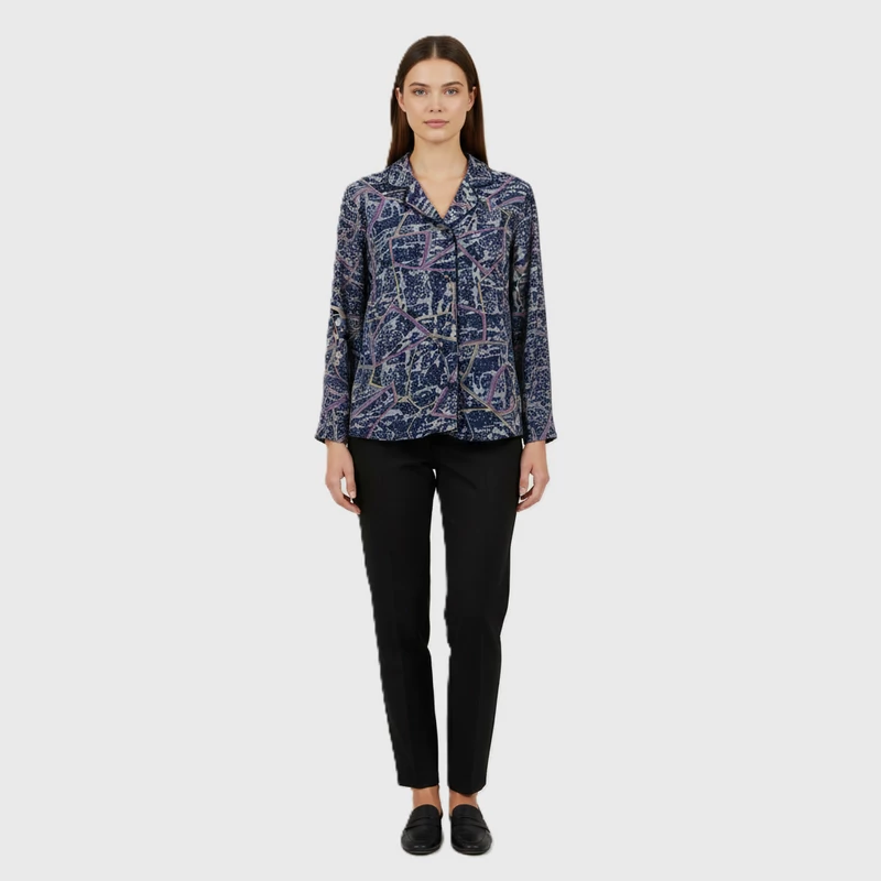 Mintás, hosszú ujjú női felső, L méret