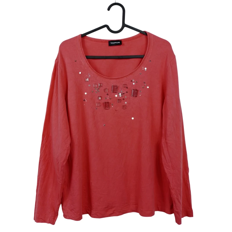 Taifun, világospiros színű, hosszú ujjú női felső, L méret