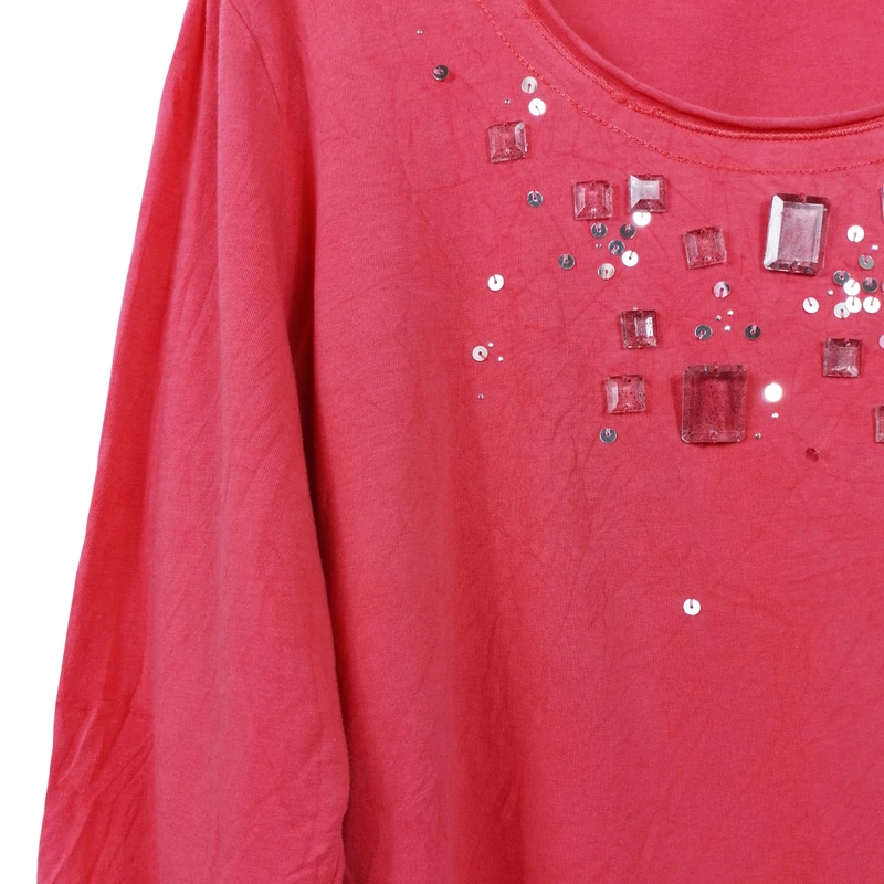 Taifun, világospiros színű, hosszú ujjú női felső, L méret