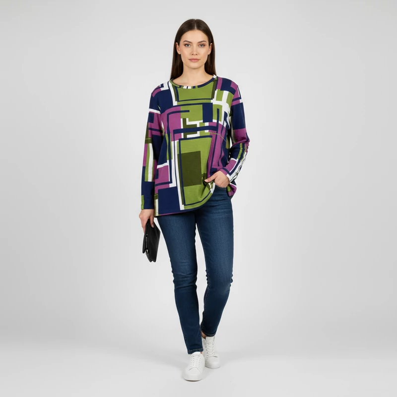 m. collection, mintás, hosszú ujjú női felső, 2XL méret