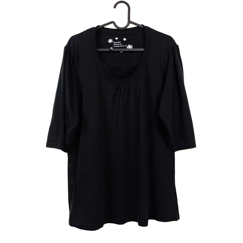 X-Mail, fekete színű, 3/4-es ujjú női felső, L méret