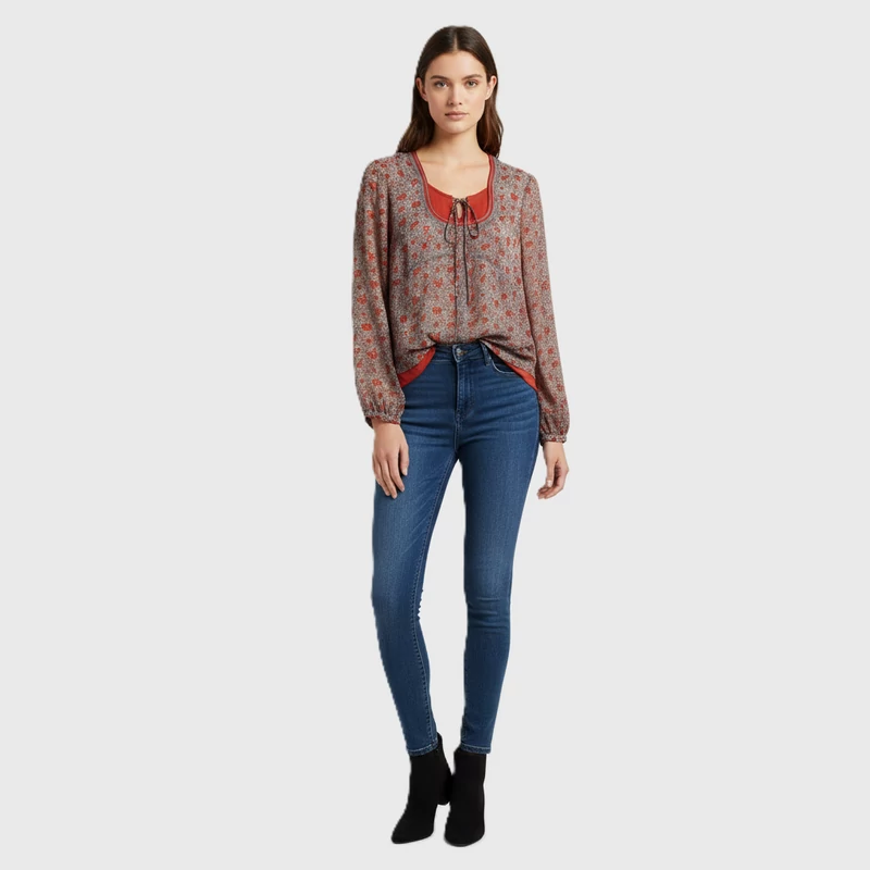 Sandwich, mintás, hosszú ujjú női felső, M méret