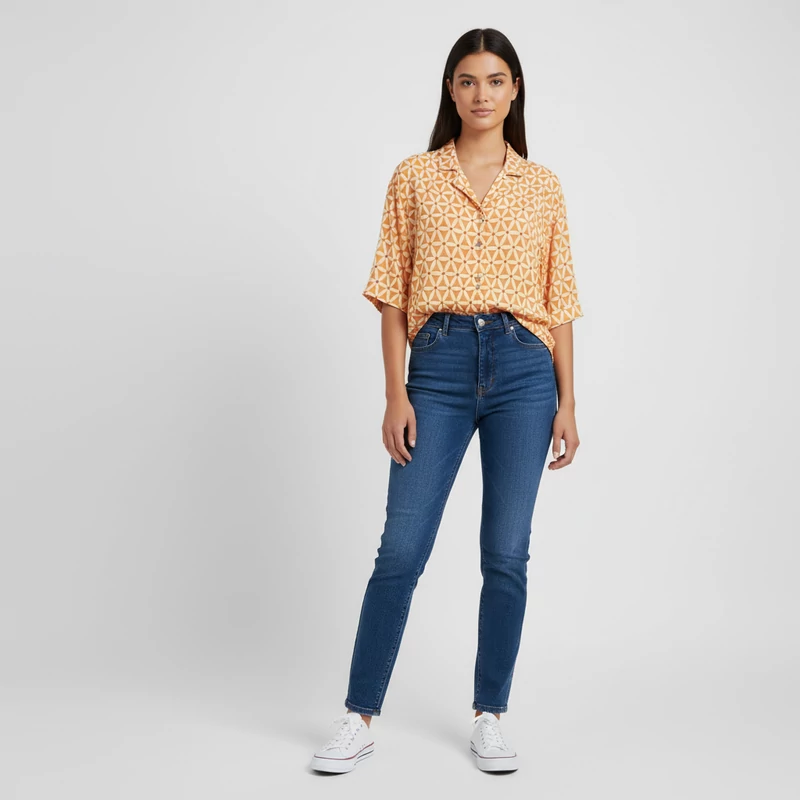 LCW Casual, mintás, rövid ujjú női felső, S méret